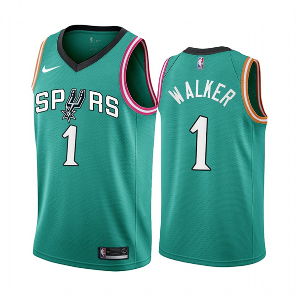 Men's San Antonio Spurs #1 Lonnie Walker 2022/23 Teal City Edition Stitched Jersey Men's San Antonio Spurs #1 Lonnie Walker 2022/23 Teal City Edition Stitched Jersey